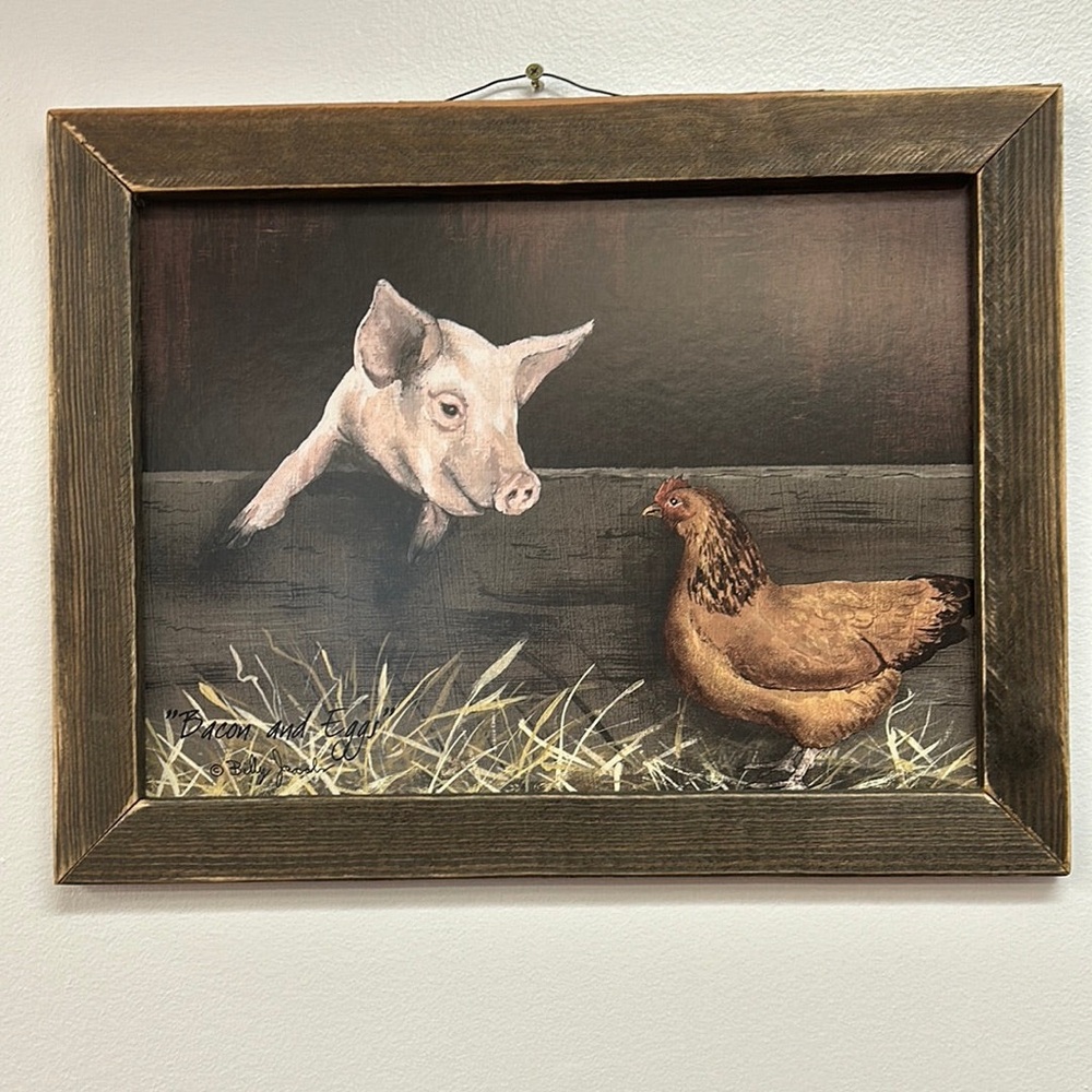 Brown and White Rustic Farm Animal Art Decor